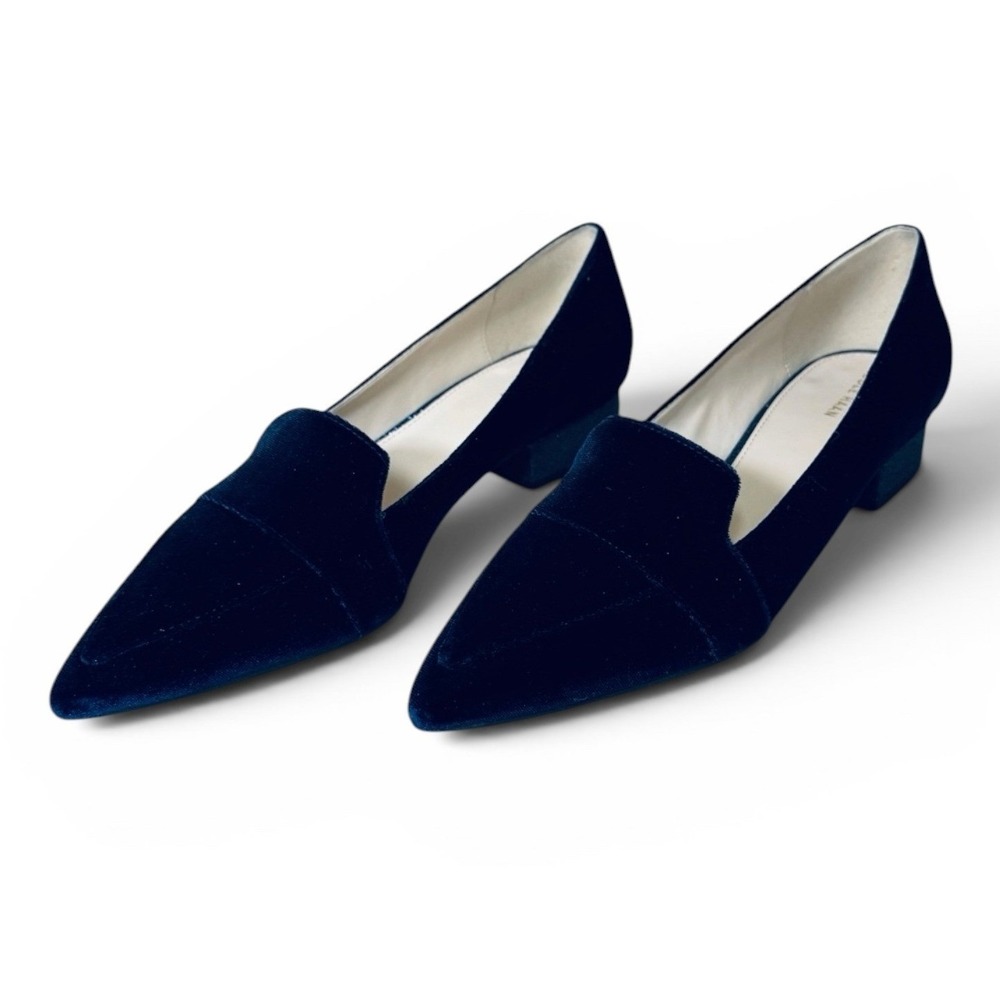 NWOB Cole Haan Marlee Skimmer Loafers Women 11B Navy Velvet Glitter Heel Preppy - Picture 7 of 11